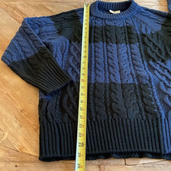 Tuckernuck Navy Black Color Block Cable Knit Sweater XS NWT Chunky Pullover - Picture 7 of 8